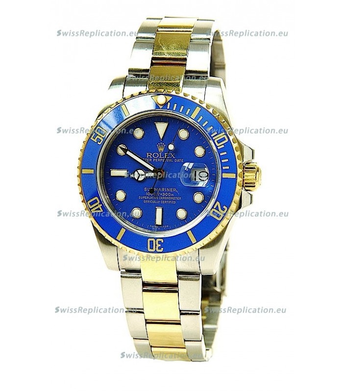 Rolex Submariner Two Tone Swiss Watch in Ceramic Bezel