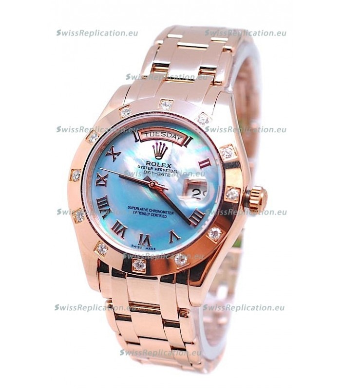 Rolex Day Date Blue Mother of Pearl Swiss Replica Watch