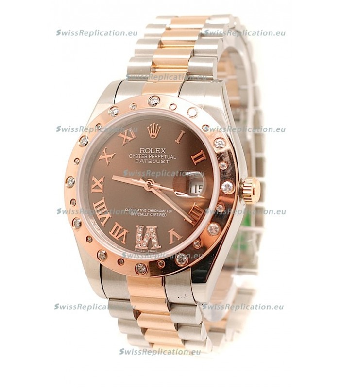Rolex DateJust Mid-Sized Japanese Replica Rose Gold Watch