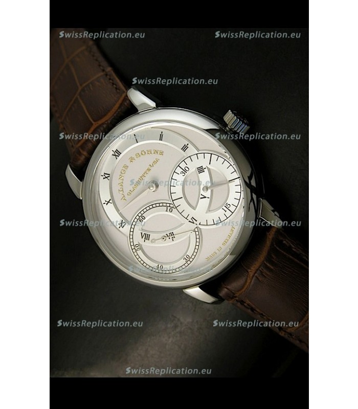 A.Lange & Sohne Dual Sub Dials Japanese Watch Brown Strap