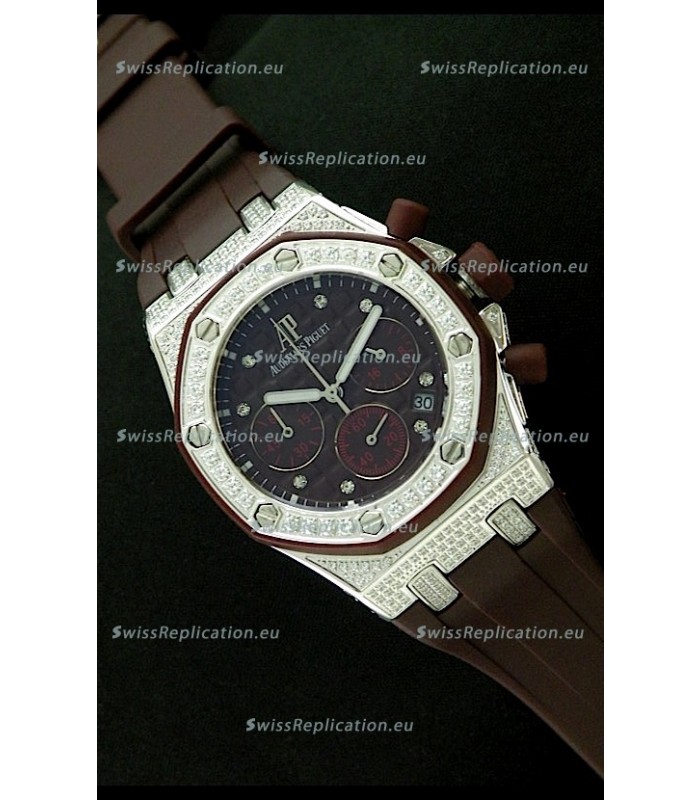 Audemars Piguet Royal Oak Ladies Alinghi Limited Edition Japanese Watch in Maroon