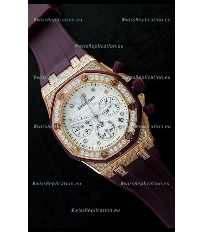 Audemars Piguet Royal Oak Ladies Alinghi Limited Edition Japanese Gold Watch in White Dial