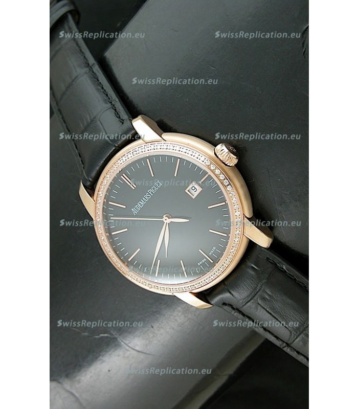 Audemars Piguet Jules Classic Swiss Automatic Rose Gold Watch in Black Dial
