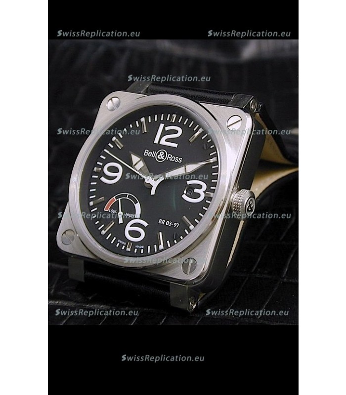 Bell and Ross BR013 97 Power Reserve Swiss Replica Watch in Black Dial