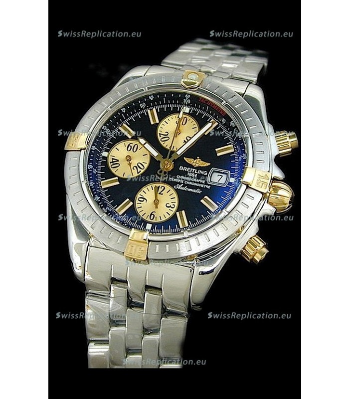 Breitling Windrider Swiss Replica Watch in Black Dial Two Tone Markers
