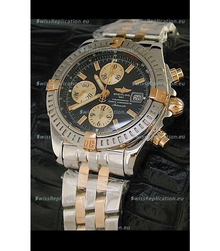 Breitling Windrider Swiss Replica Watch in Black Dial Two tone Casing