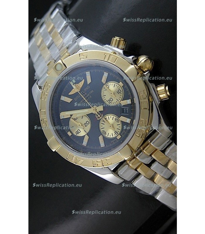 Breitling Chronomat B01 Two Tone Swiss Watch in Black Dial