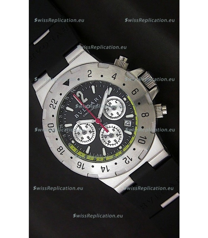 Bvlgari Diagono Chrono Swiss Replica Watch in Black Dial