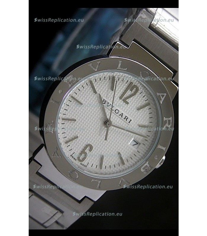 Bvlgari Diagono Japanese Replica Quartz Watch in White Dial