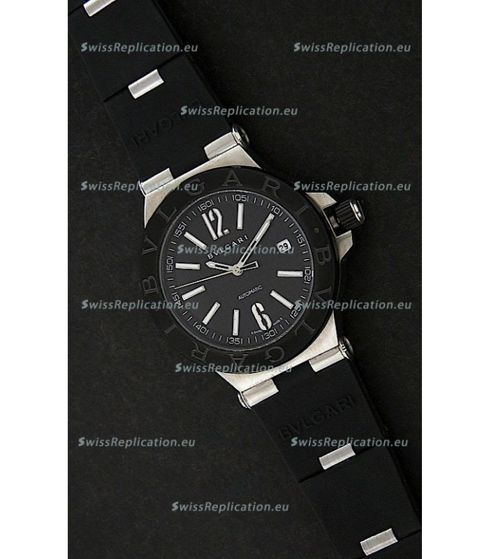 Bvlgar Diagono Japanese Replica Quartz Watch in Black Dial 