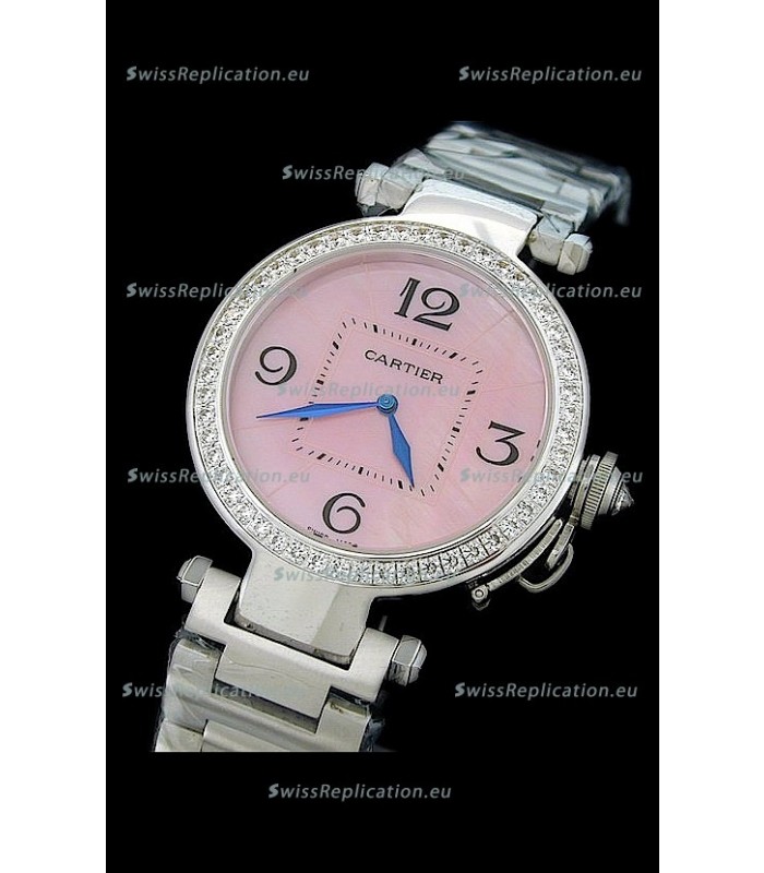 Cartier Pasha de Swiss Replica Automatic Watch in Pink Dial