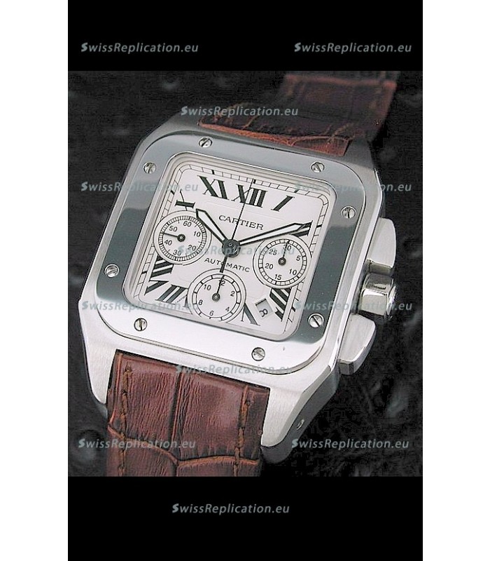 Cartier Santos Swiss Replica Watch in White Dial