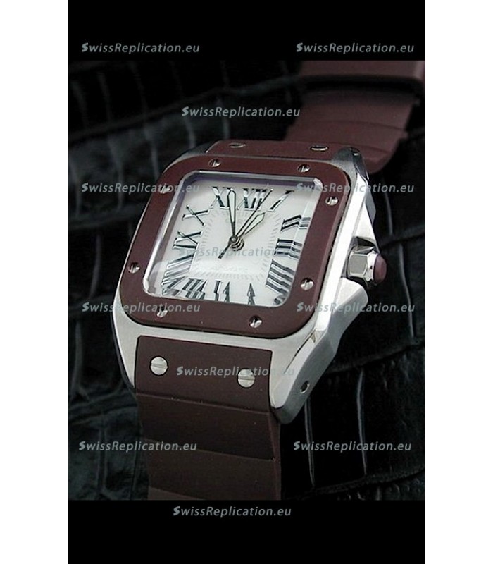 Cartier Santos Swiss Replica Watch in White Dial
