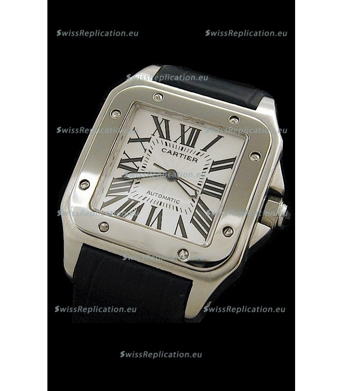 Cartier Santos 100 Swiss Replica Watch in White Dial