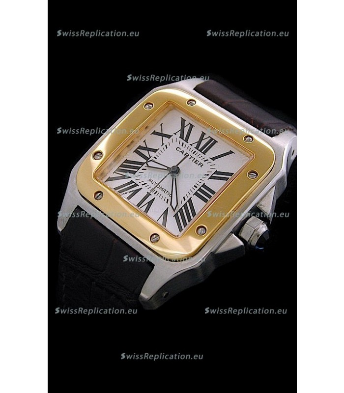 Cartier Santos 100 Swiss Replica Watch in White Dial