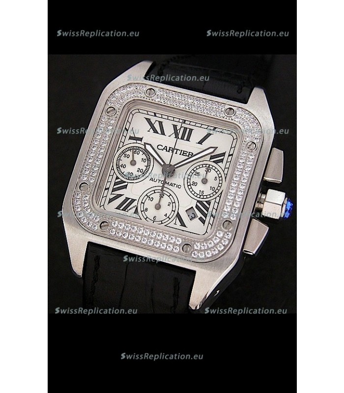 Cartier Santos Swiss Replica Watch in White Dial