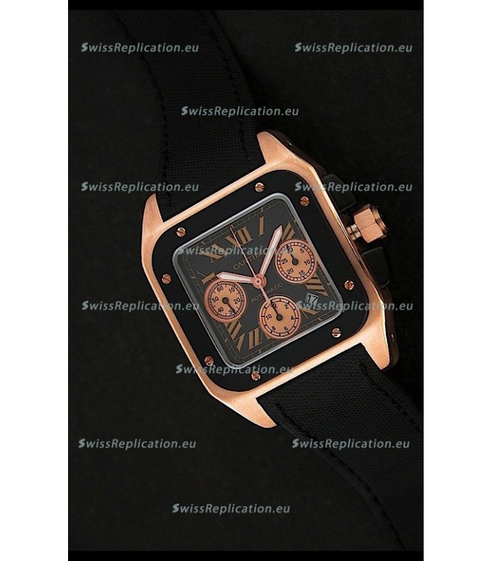 Cartier santos Swiss Replica Watch in Black Dial