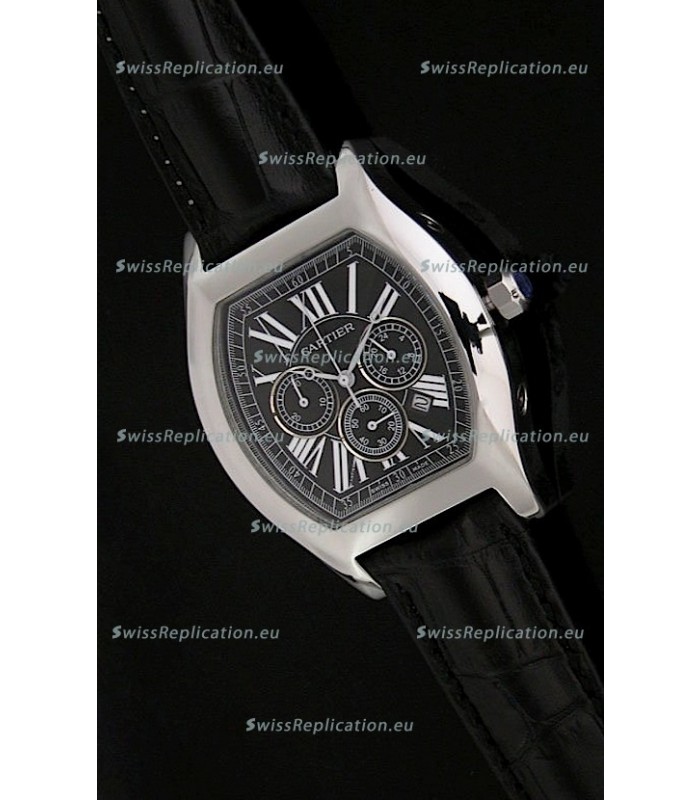 Cartier Tortue Japanese Replica Watch in Black Strap