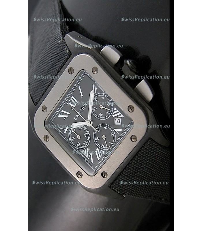 Cartier Santos Japanese Replica Watch in Black Dial