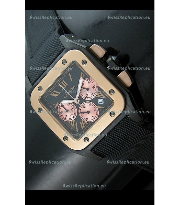 Cartier Santos Japanese Replica Watch in Black Dial