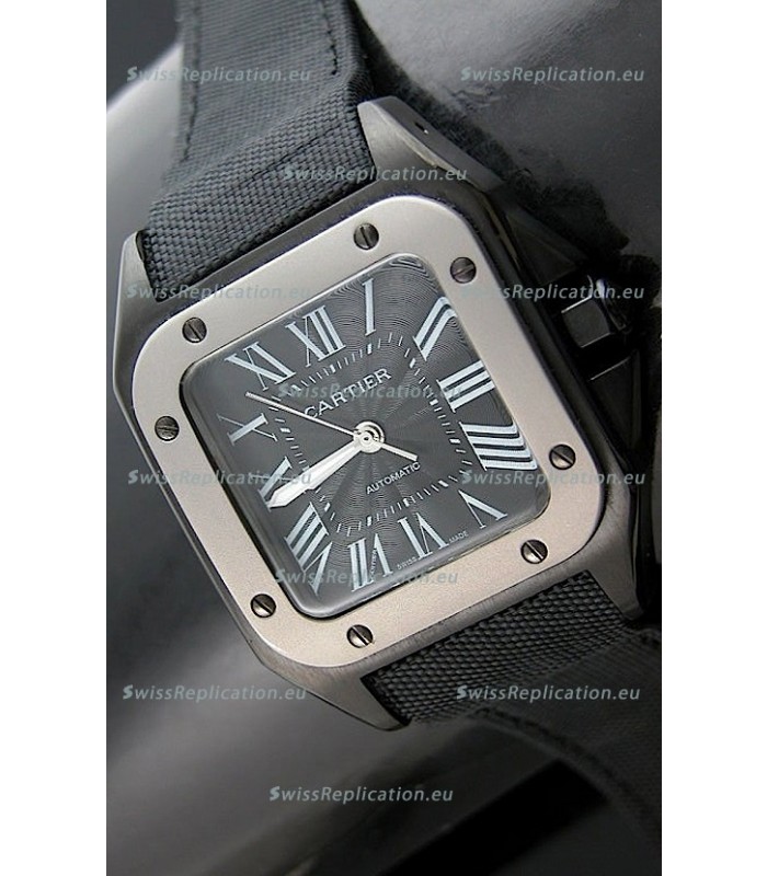 Cartier Santos 100 Japanese Replica Watch with Titanium Bezel