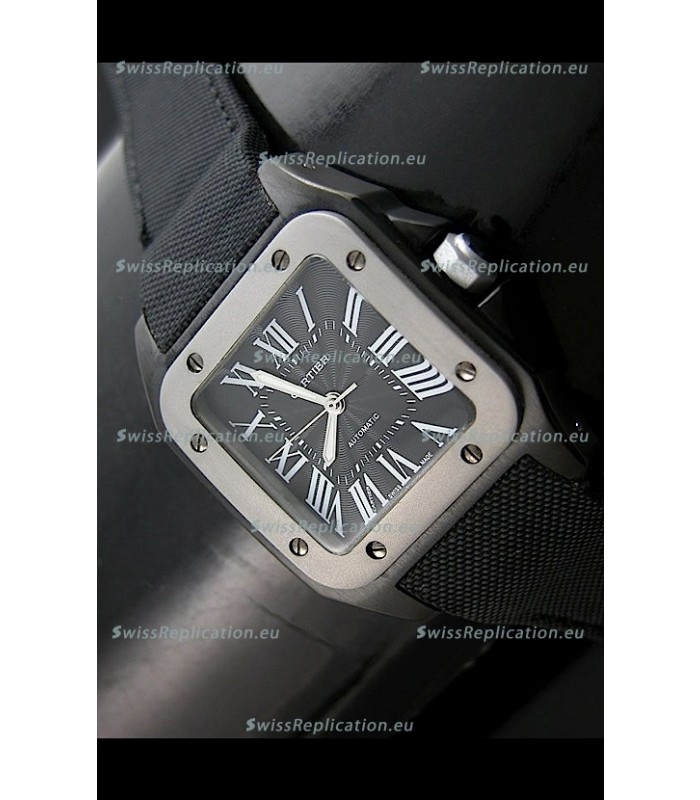 Cartier Santos 100 Japanese Replica Watch in Black Dial