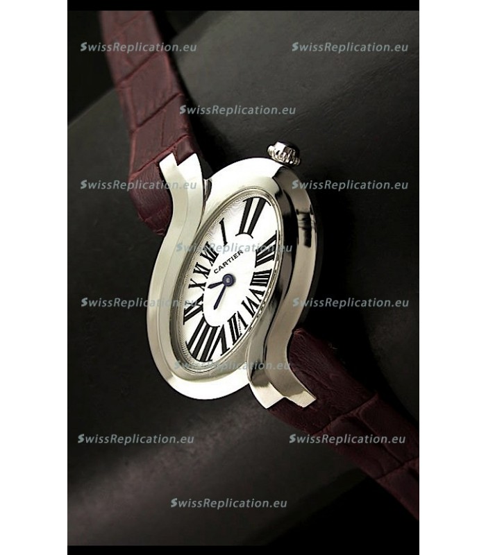 Delices De cartier Japanese Watch in Maroon Strap