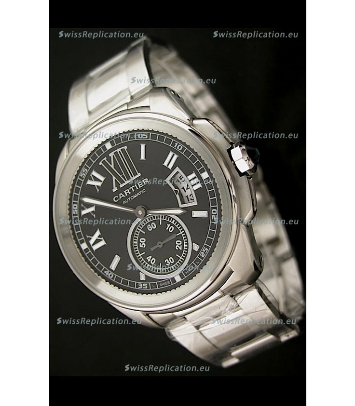 Calibre De Cartier Japanese Automatic Replica Watch in Black Dial