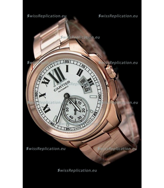 Calibre De Cartier Japanese Automatic Replica Watch in Rose Gold 
