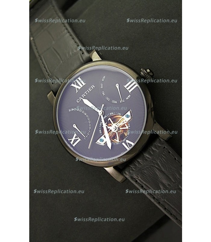 Cartier Calibre de Tourbillon PVD Swiss Watch in Blue Dial