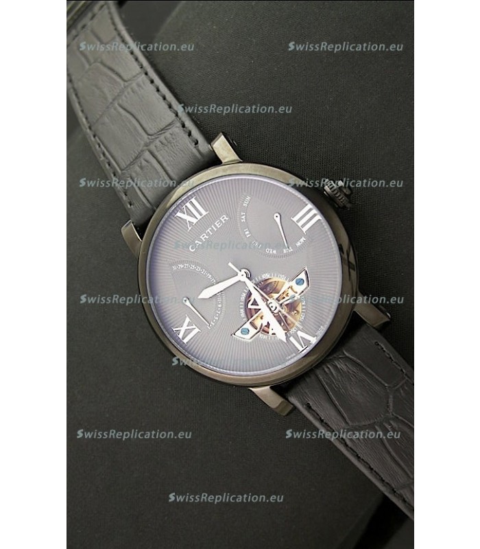 Cartier Calibre de Tourbillon PVD Swiss Watch in Grey Dial