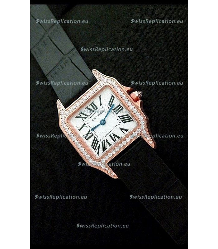 Cartier Santos Dumont Japanese Replica Watch in Pink Gold Casing