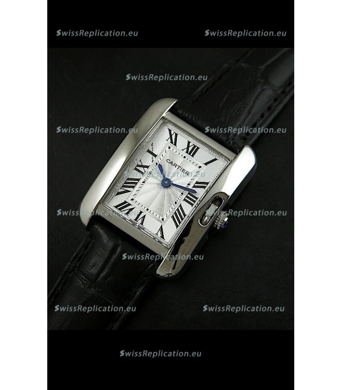 Cartier Louis Japanese Replica Ladies Watch in Black Strap
