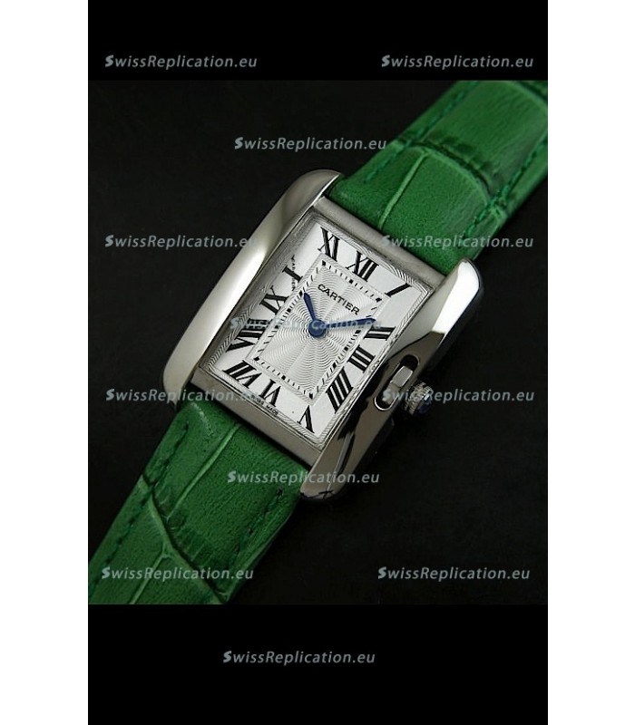 Cartier Louis Japanese Replica Ladies Watch in Green Strap