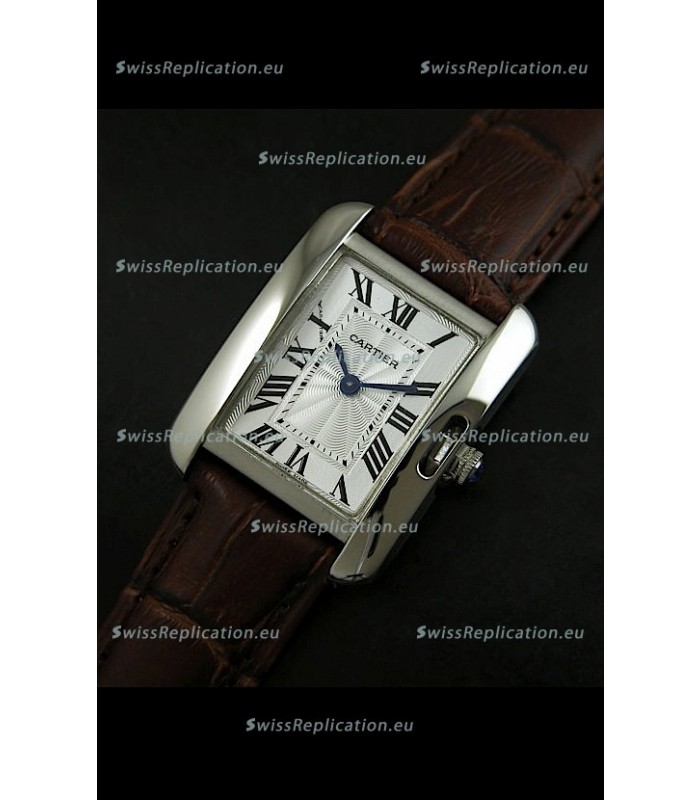 Cartier Louis Japanese Replica Ladies Watch in Brown Strap