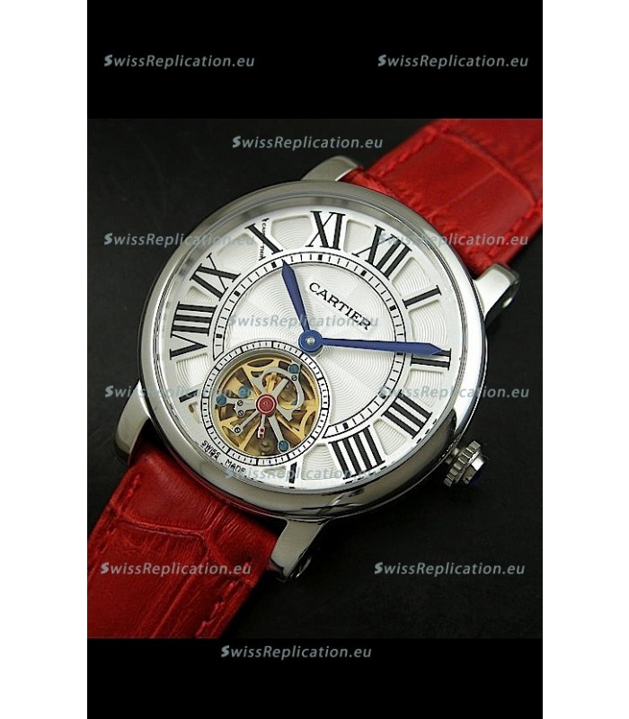 Cartier Ronde de Tourbillon Japanese Replica Watch in Red Strap