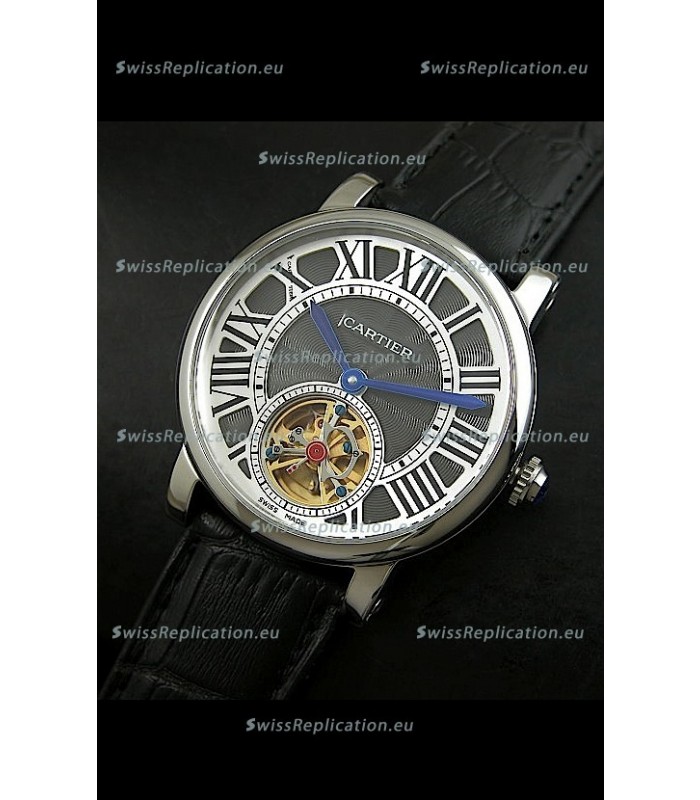 Cartier Ronde de Tourbillon Japanese Replica Watch in Black Dial