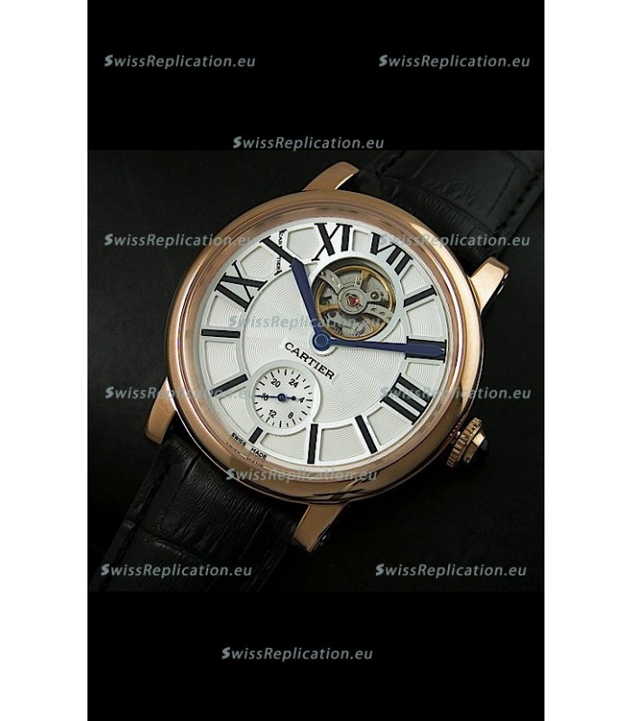 Ballon De Cartier Flying Tourbillon Japanese Replica Watch - Pink Gold Case