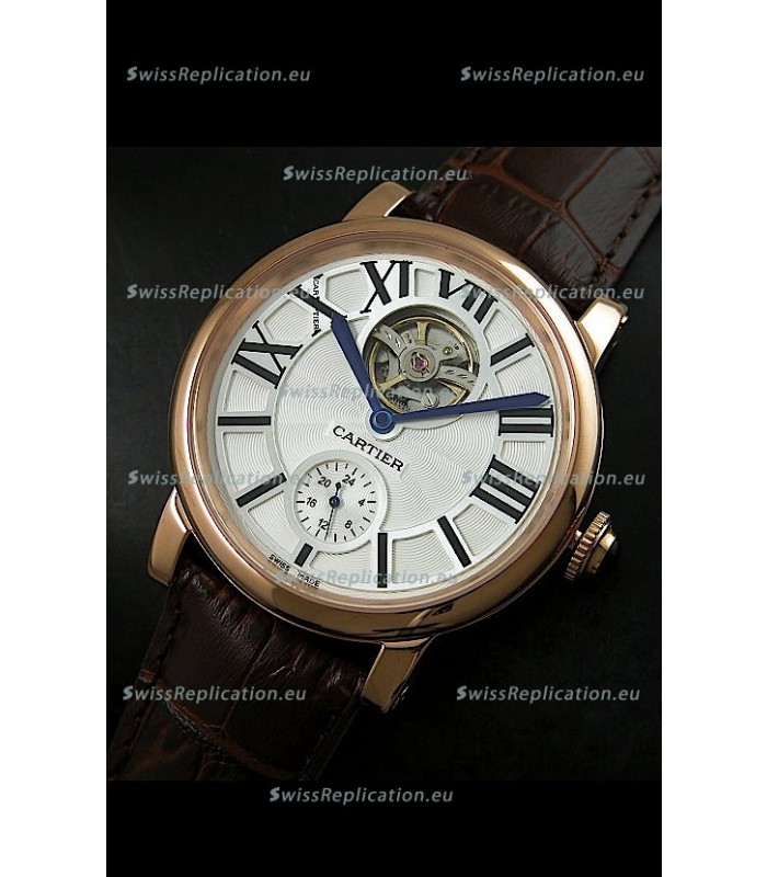 Ballon De Cartier Flying Tourbillon Japanese Replica Watch - Pink Gold Case