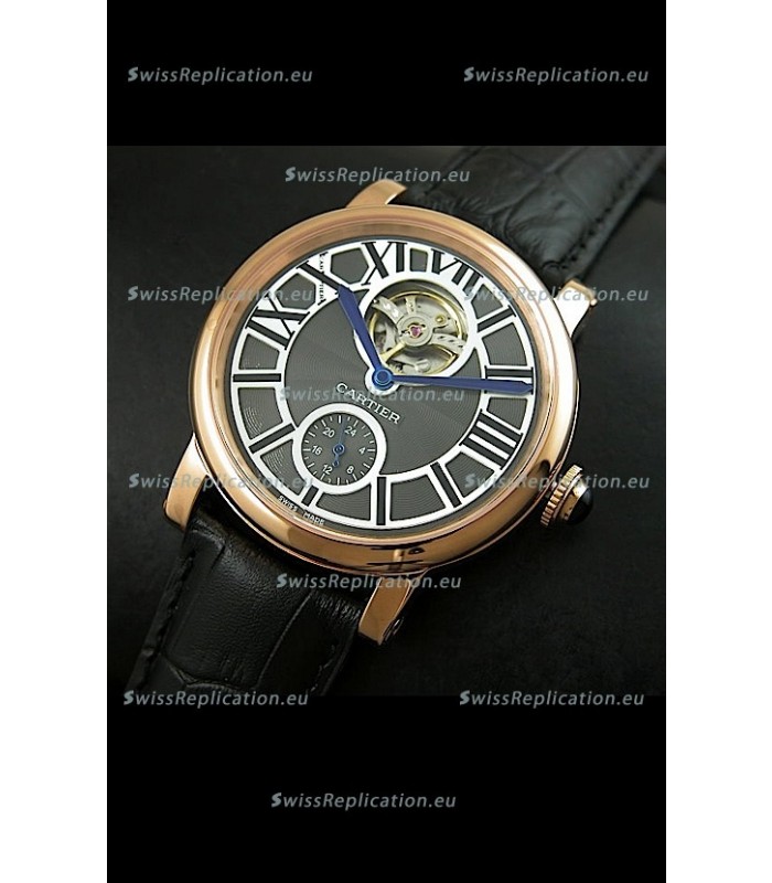 Ballon De Cartier Flying Tourbillon Japanese Replica Watch - Pink Gold Case