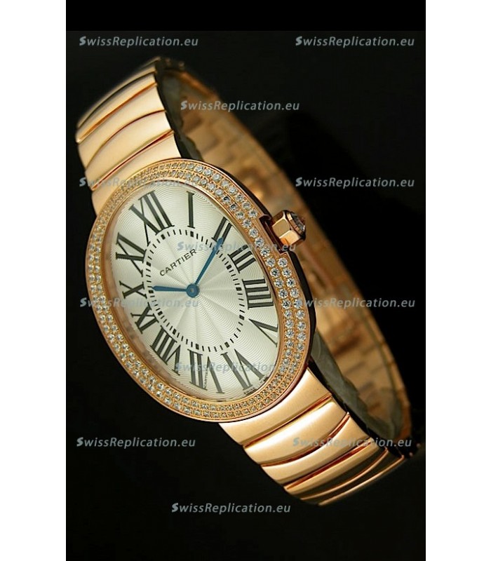 Cartier Baignoire Japanese Replica Watch in Yellow Gold/Diamonds Bezel