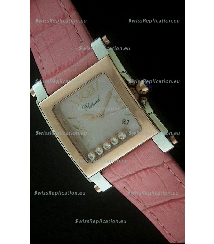 Chopard Happy Sport Swiss Replica Watch in Pink Strap