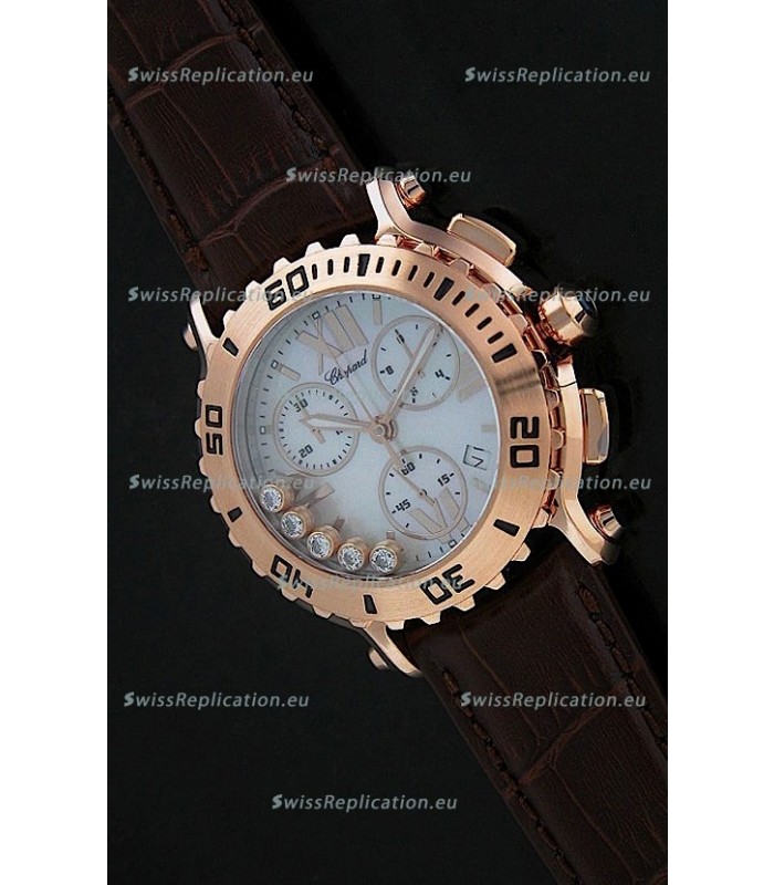 Chopard Happy Sport Swiss Replica Watch in Brown Strap