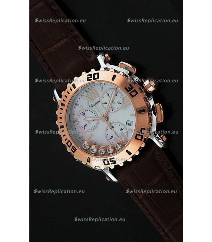 Chopard Happy Sport Swiss Replica Watch in Brown Strap