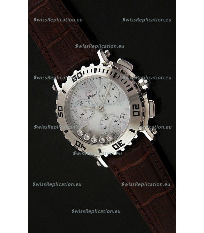 Chopard Happy Sport Swiss Replica Watch in Brown Strap