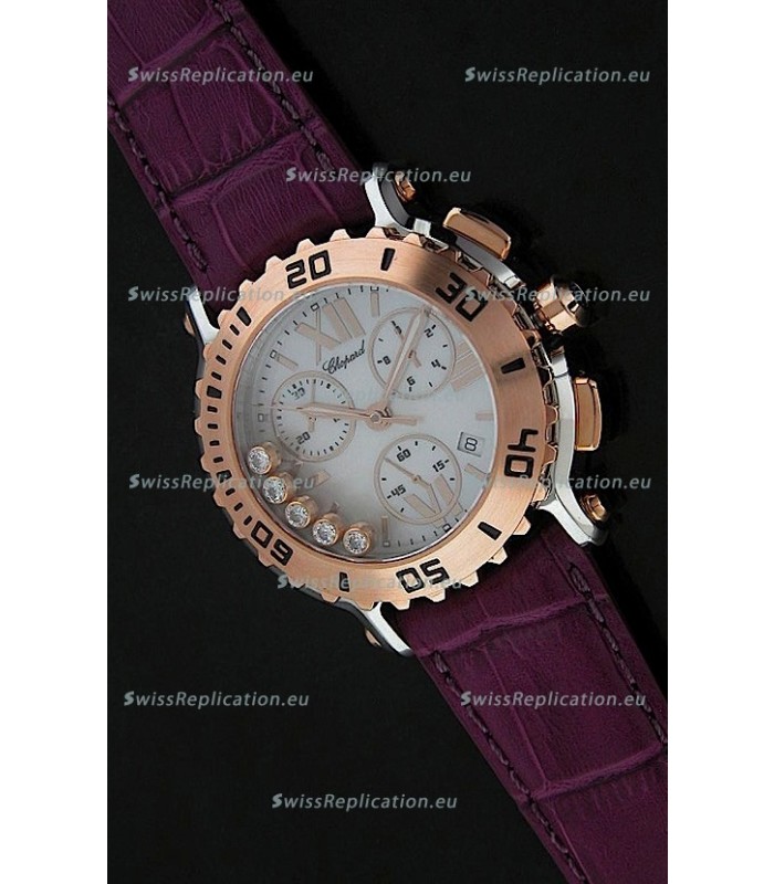 Chopard Happy Sport Swiss Replica Watch in Dark Red Strap