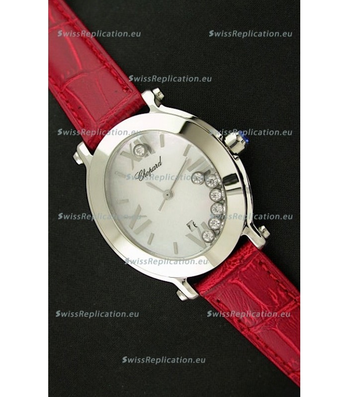 Chopard Happy Sport Ladies Japanese Replica Watch in Red Strap