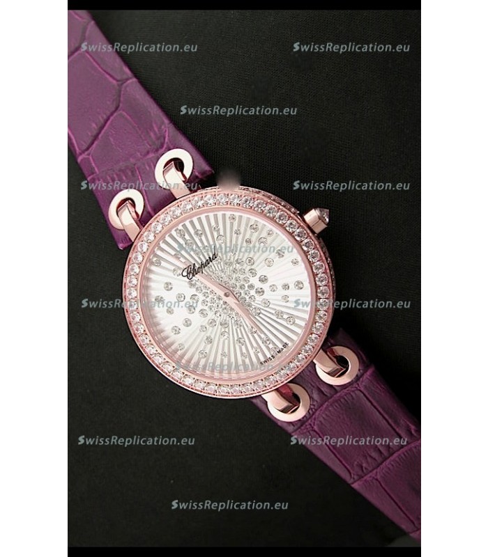 Chopard Xtravaganza Ladies Ladies Japanese Replica Rose Gold Watch in White Dial