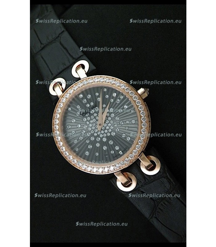 Chopard Xtravaganza Ladies Ladies Japanese Replica Rose Gold Watch in Grey Dial 