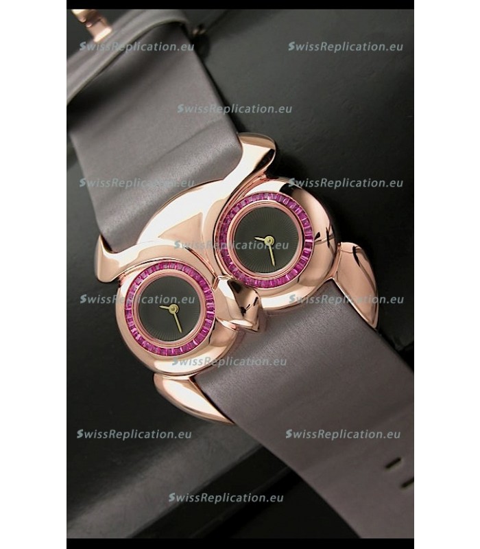 Chopard Animal World Ladies Owl Watch in Double Black Dial